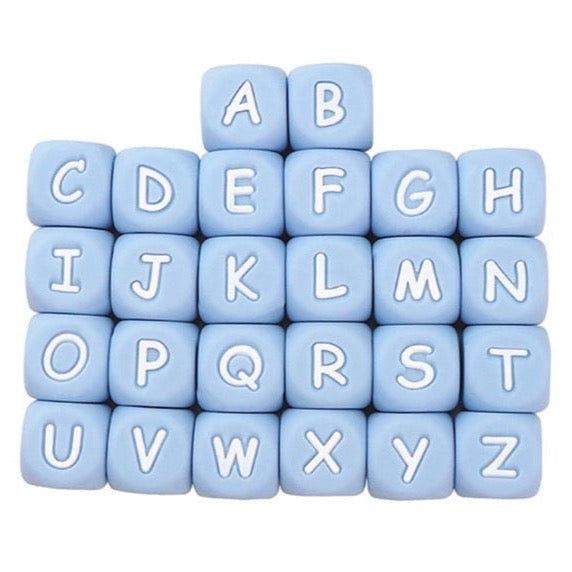Blaue Silikonbuchstaben 10mm - Schnullerkettenwelt