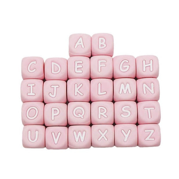 Rosa Silikonbuchstaben 10mm - Schnullerkettenwelt